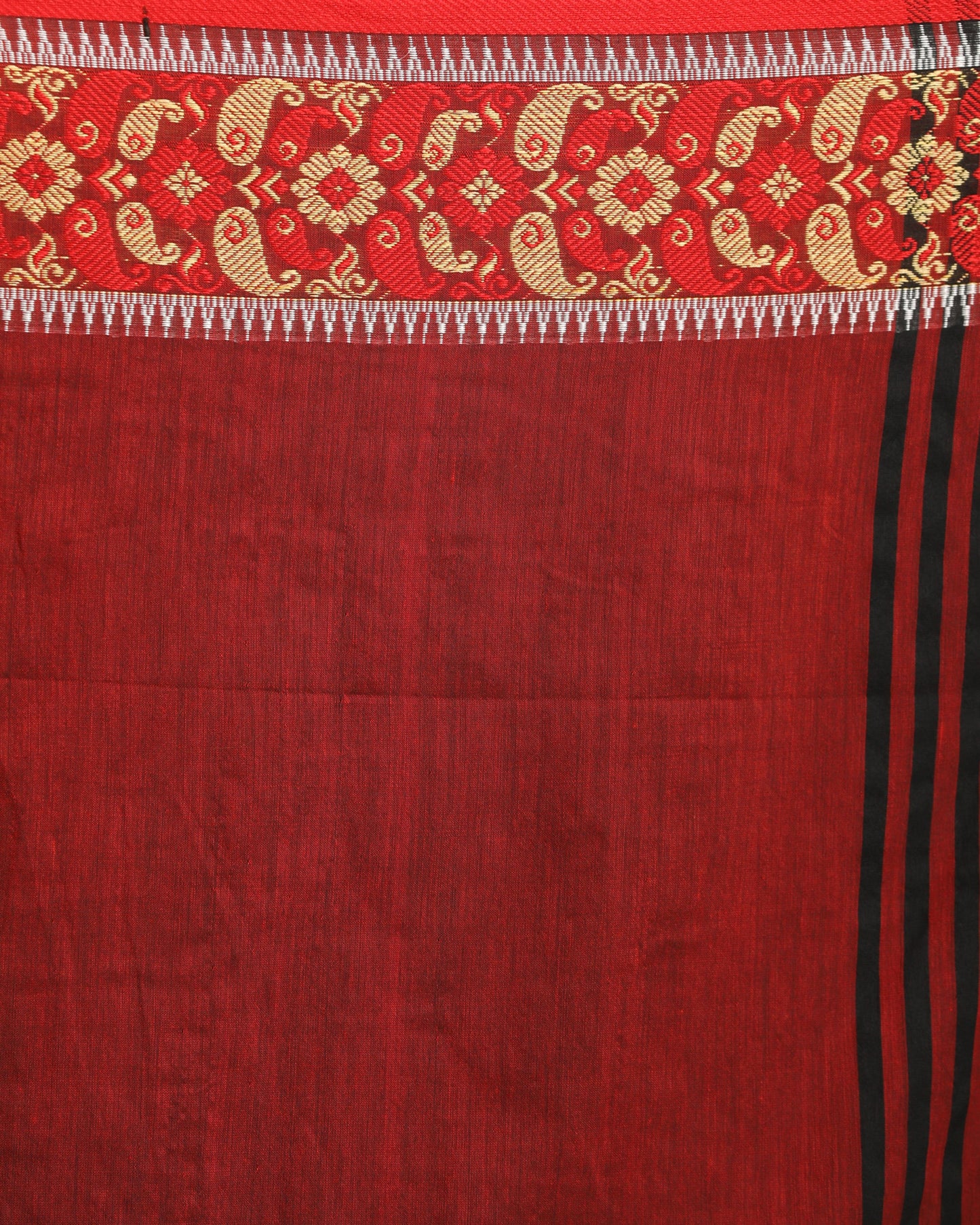Women's Black Handloom Cotton Tangail Saree