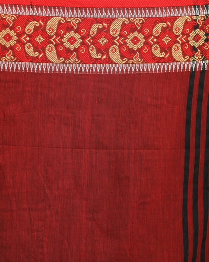 Women's Black Handloom Cotton Tangail Saree