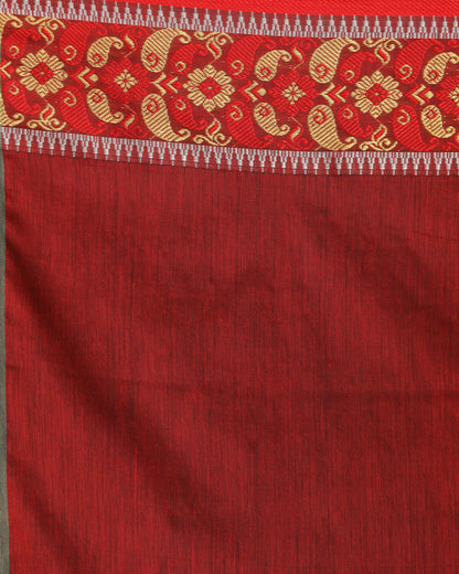 Women's Pastel Grey Handloom Cotton Tangail Saree