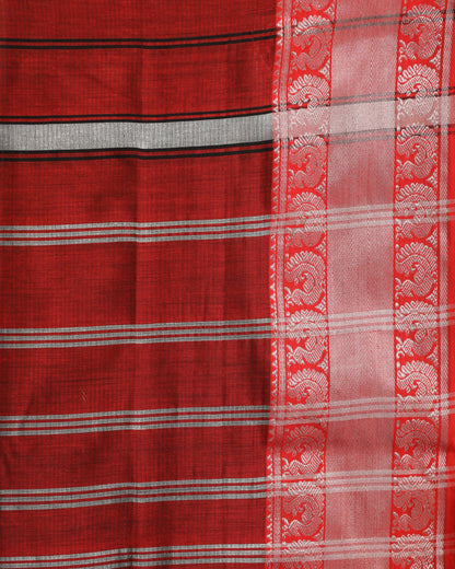 Women's Black Handloom Cotton Tangail Saree