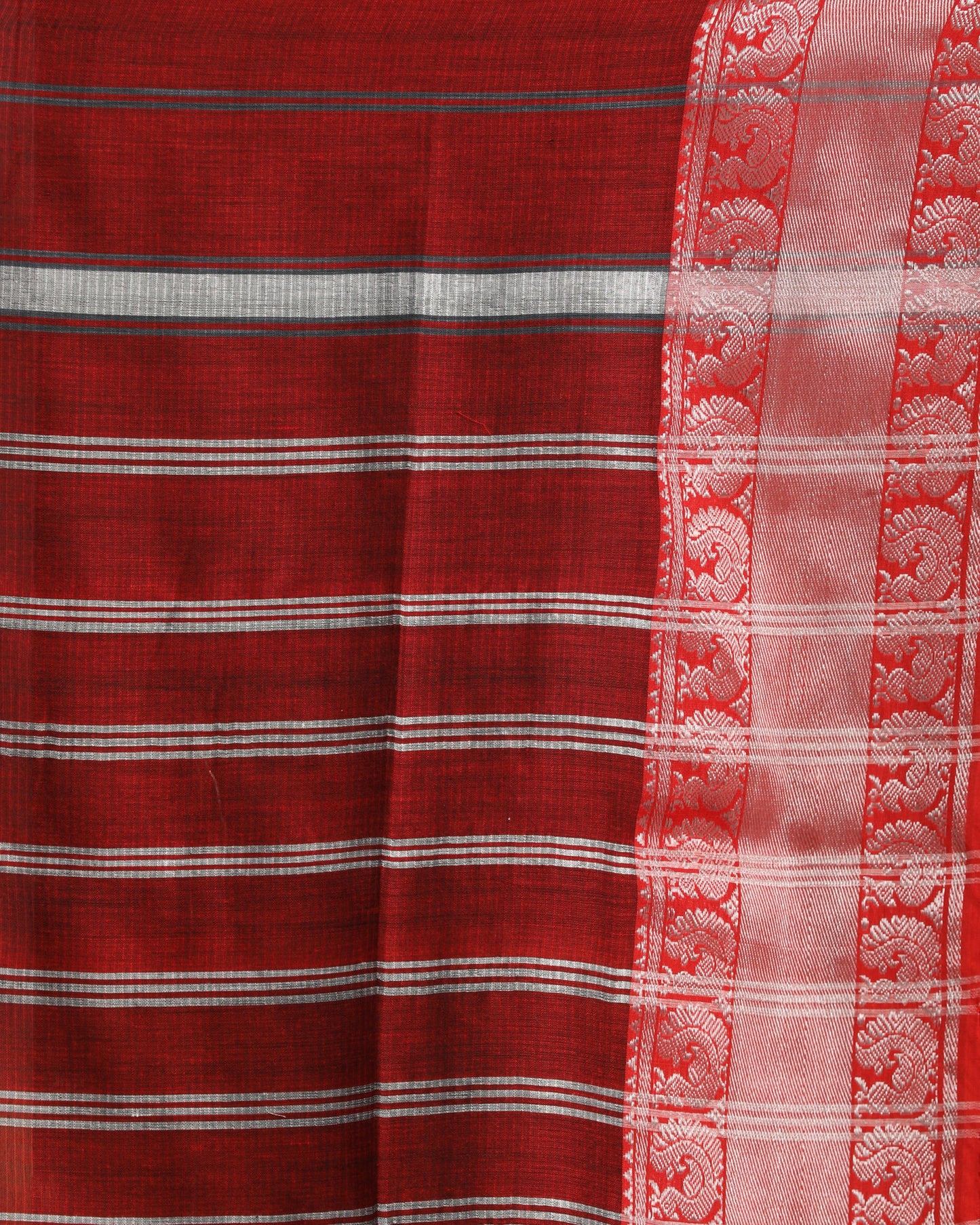 Women's Deep Grey Handloom Cotton Tangail Saree