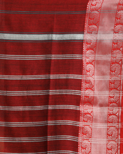 Women's Deep Grey Handloom Cotton Tangail Saree