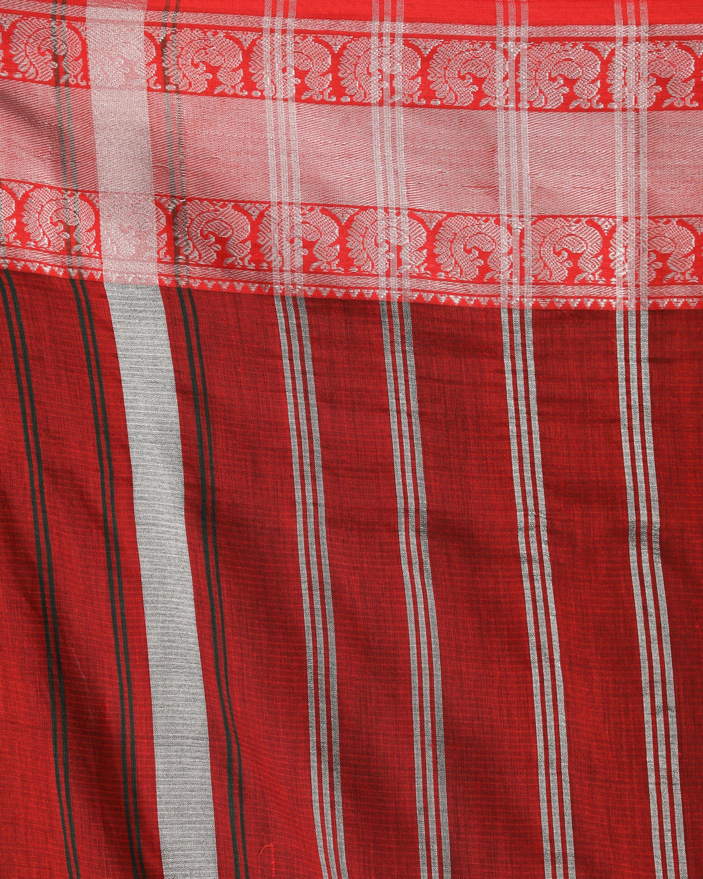 Women's Dark Green Handloom Cotton Tangail Saree