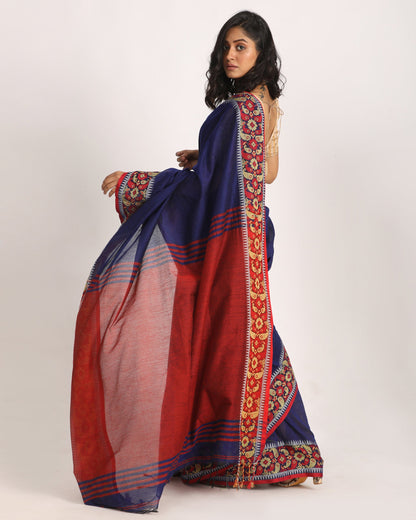 Women's Royel Blue Handloom Cotton Tangail Saree
