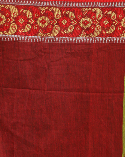 Women's Green Yellow Handloom Cotton Tangail Saree