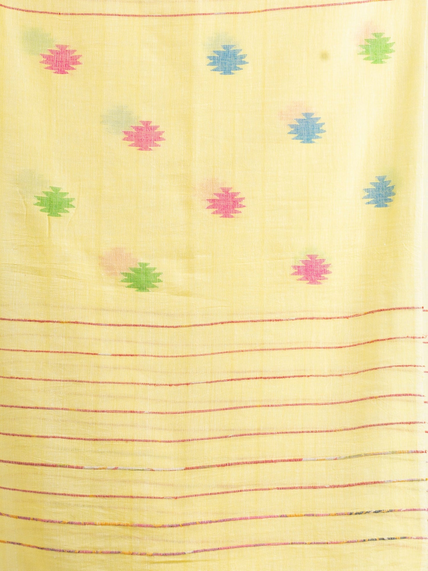 Women's Yellow Red Handwoven Cotton Jamdani handloom Saree