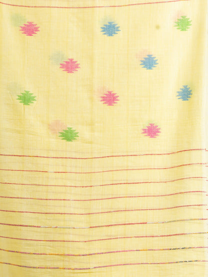 Women's Yellow Red Handwoven Cotton Jamdani handloom Saree