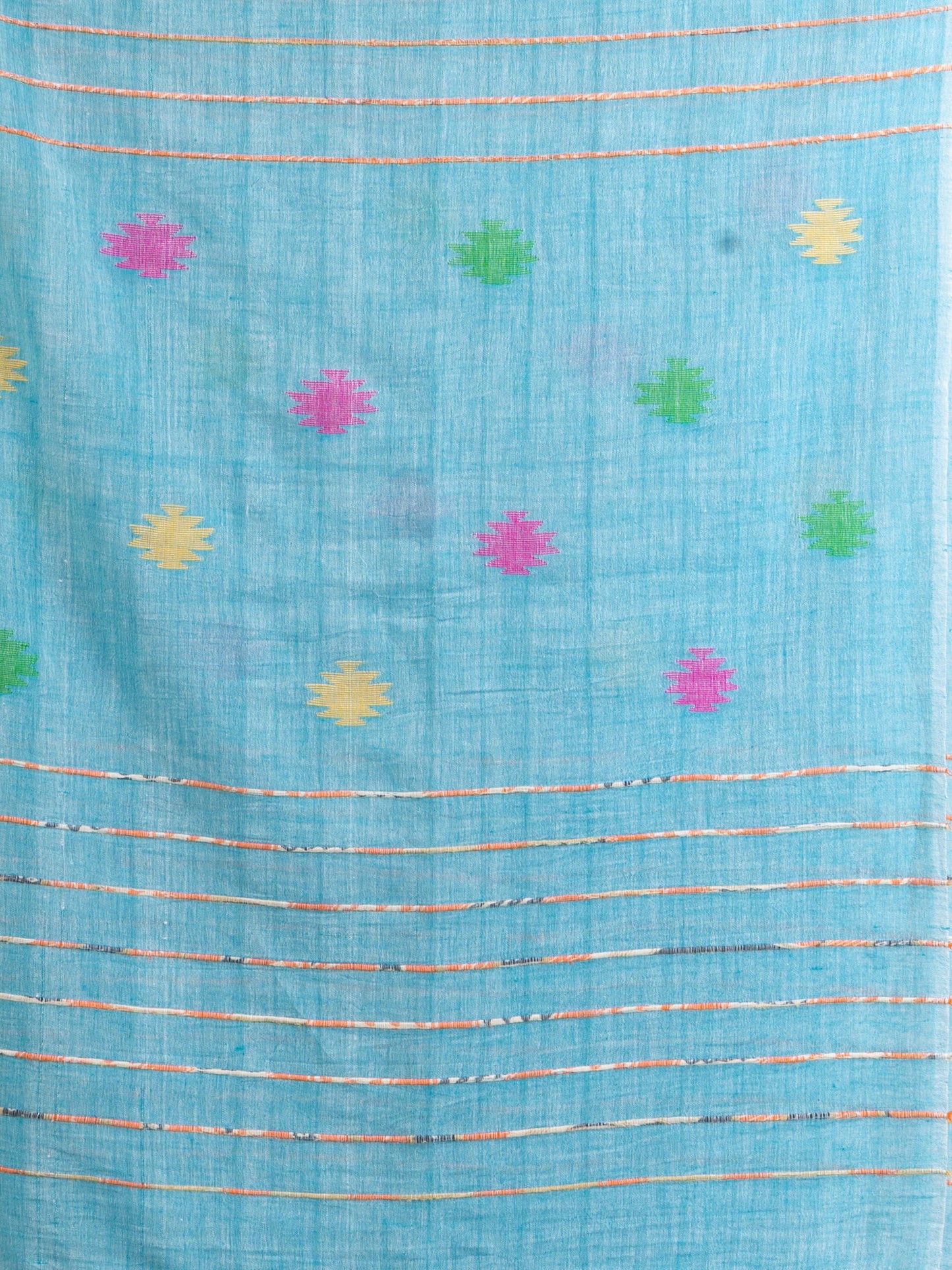 Women's Red Pink Handweven Cotton Blend Jamdani handloom Saree