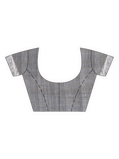 Women's Gray Handwoven Cotton Jamdani handloom Saree