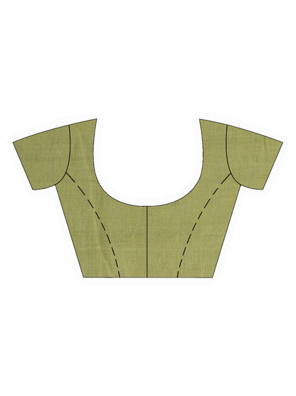 Women's Sage Green Handwoven Cotton Jamdani handloom Saree