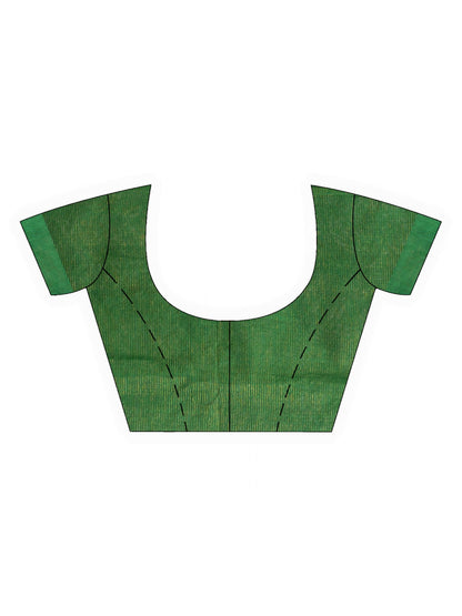 Women's Green Handweven Cotton Blend Jamdani handloom Saree