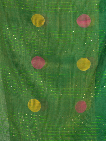 Women's White Black Stipe Handwoven Cotton Jamdani handloom Saree