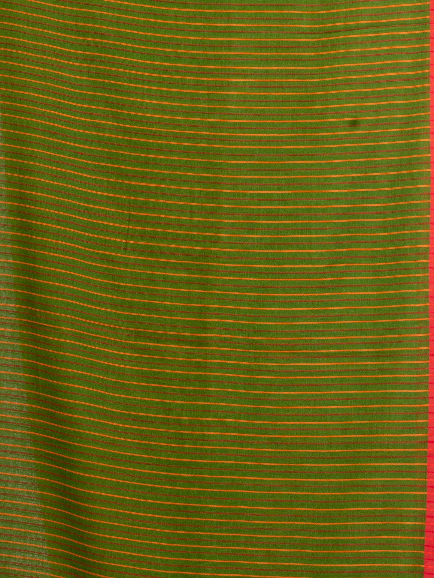Women's Pista Green Handwoven Cotton Stipe handloom Saree