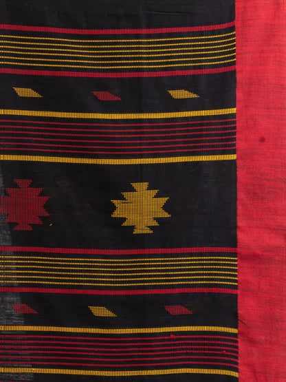 Women's Black Handwoven Cotton Jamdani handloom Saree