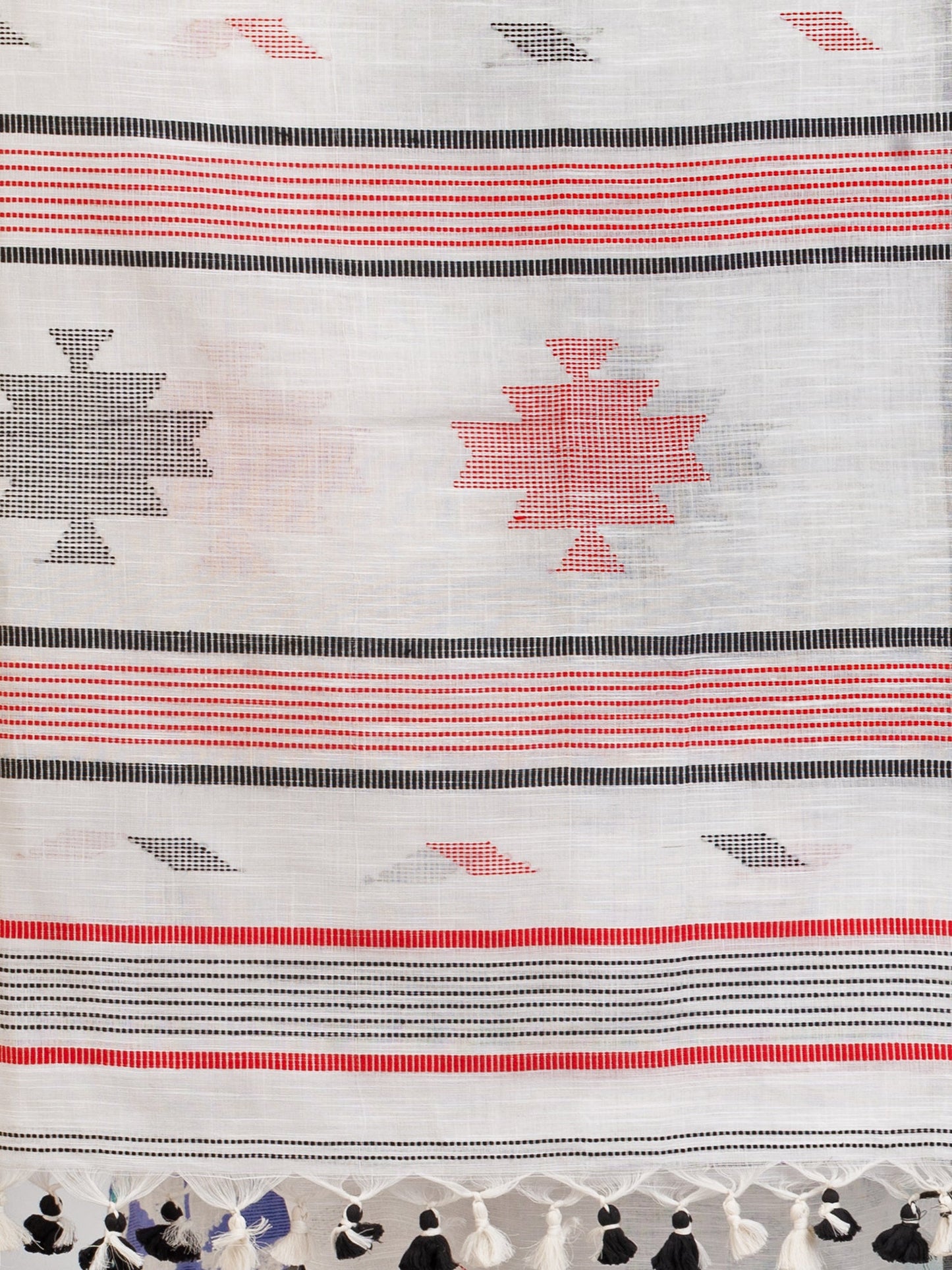 Women's White Handwoven Cotton Jamdani handloom Saree