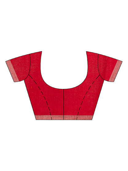 Women's Red Handwoven Cotton Jamdani handloom Saree