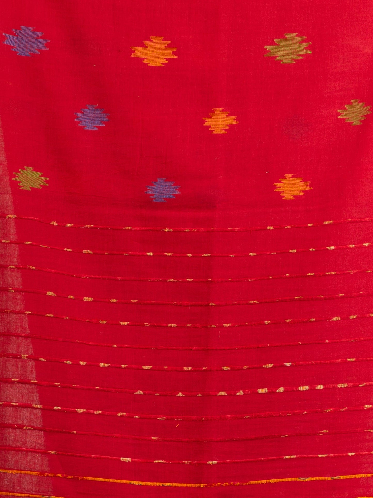 Women's Red Handwoven Cotton Jamdani handloom Saree