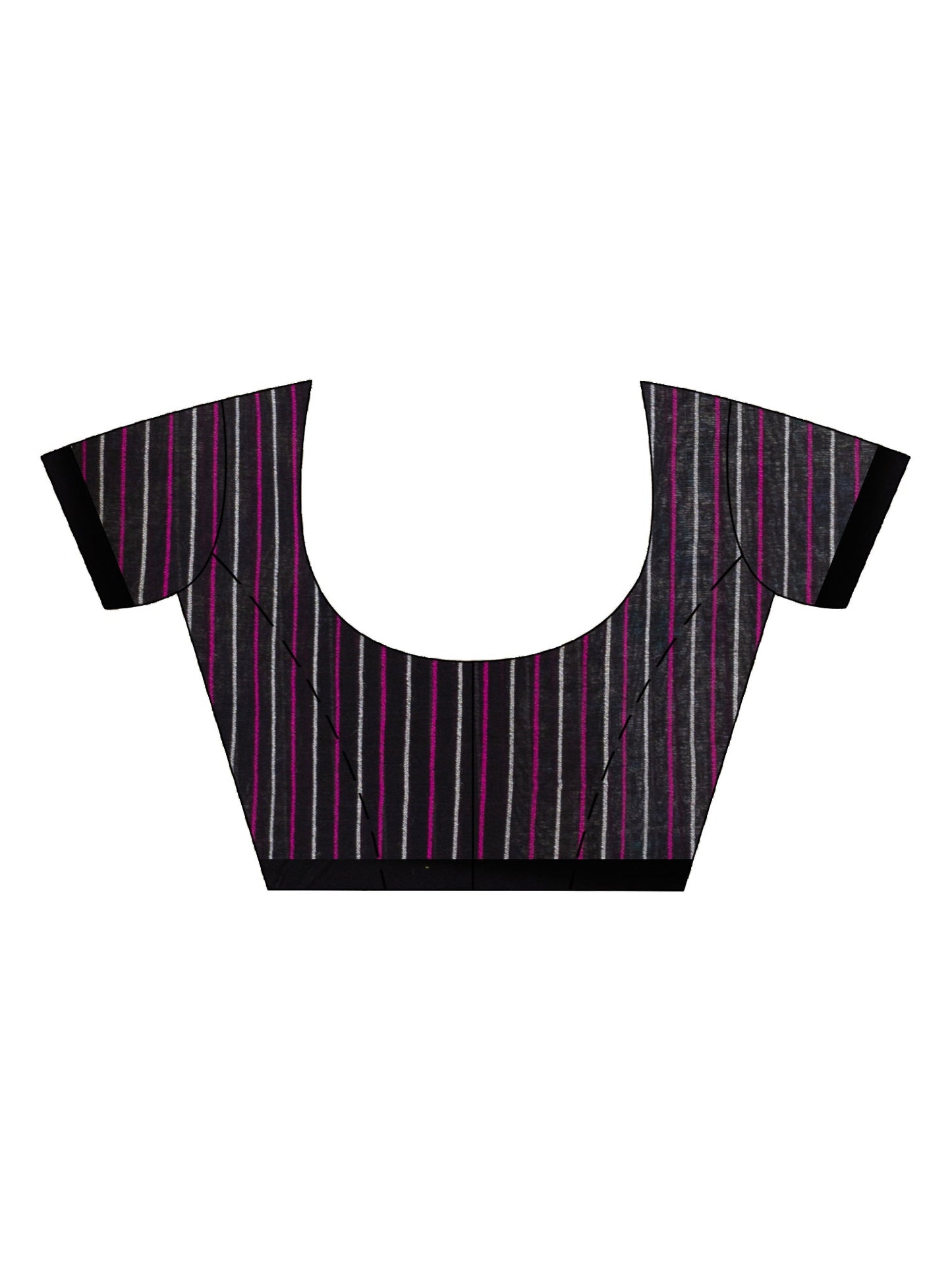 Women's Black Handwoven Cotton Stipe handloom Saree