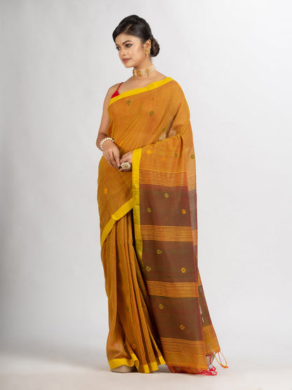 Women's Lemon Yollow Handwoven Cotton Jamdani handloom Saree