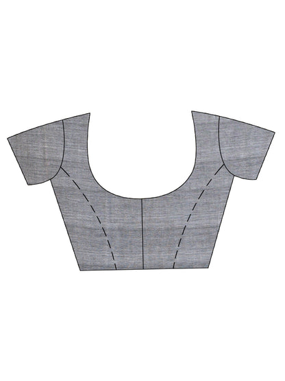 Women's Grey Handwoven Cotton Jamdani handloom Saree