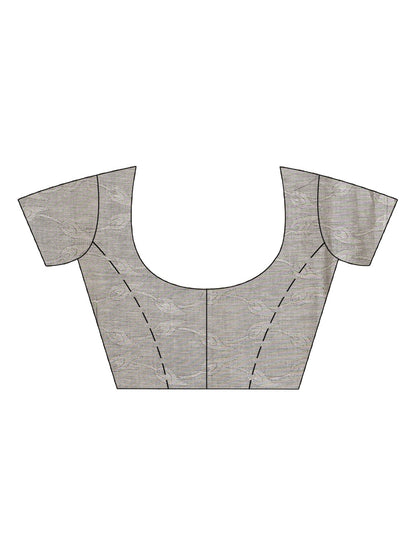 Women's Gray Cotton Jacquard handloom Saree