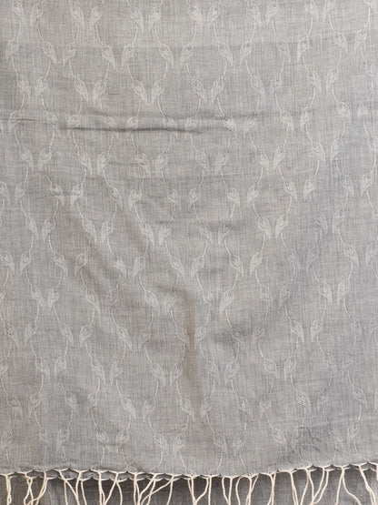 Women's Gray Cotton Jacquard handloom Saree