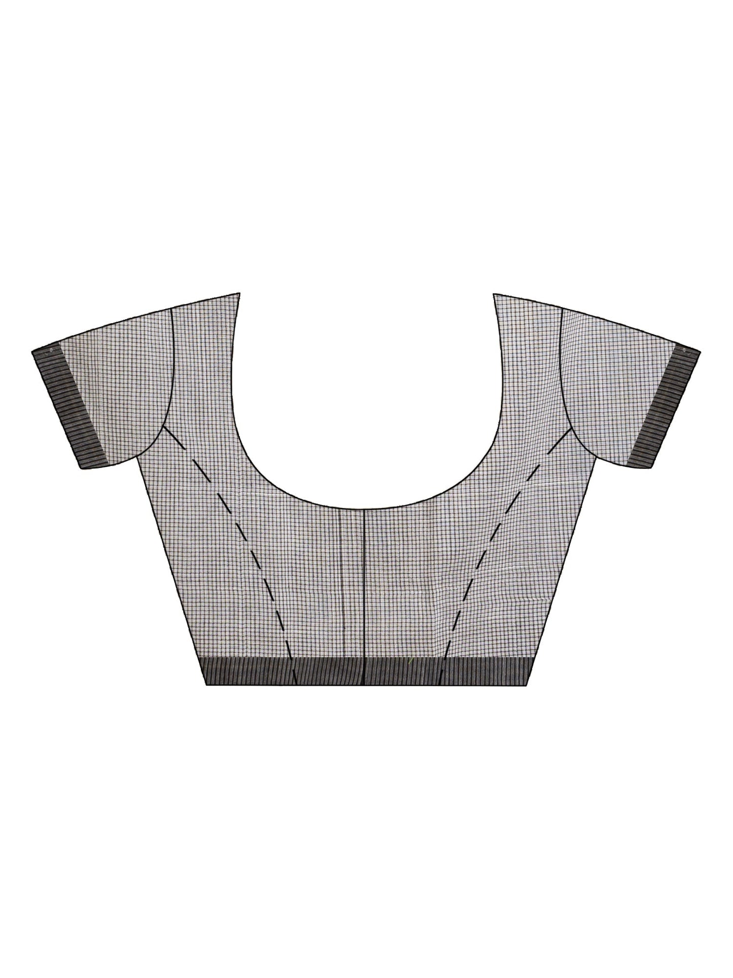 Women's White And Black Cotton Check Handloom Saree