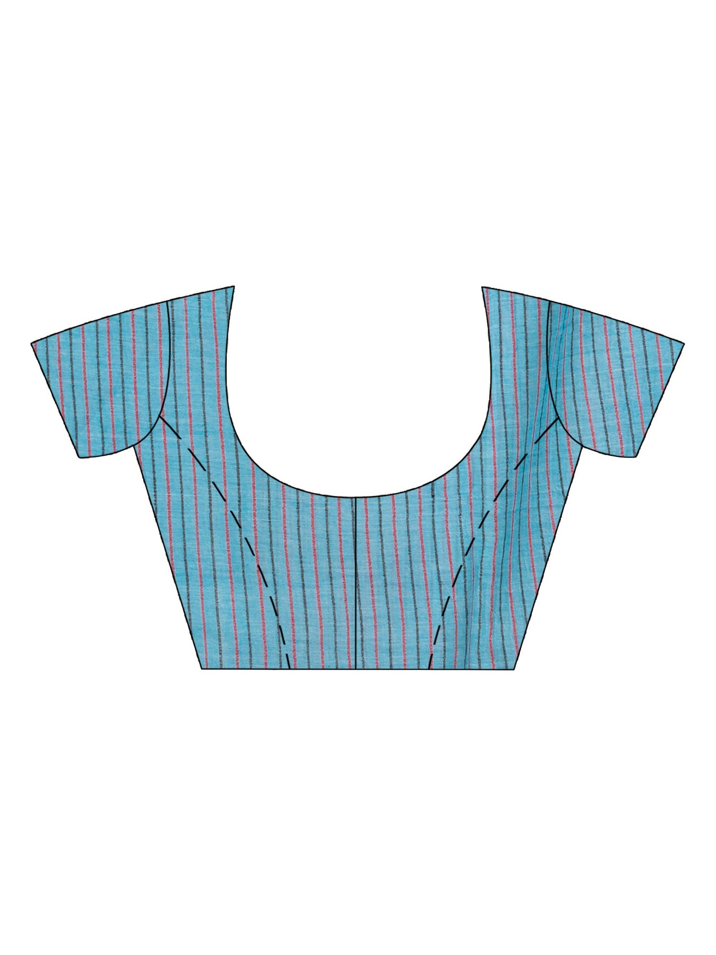 Women's Sky Blue Handwoven Cotton Stipe handloom Saree