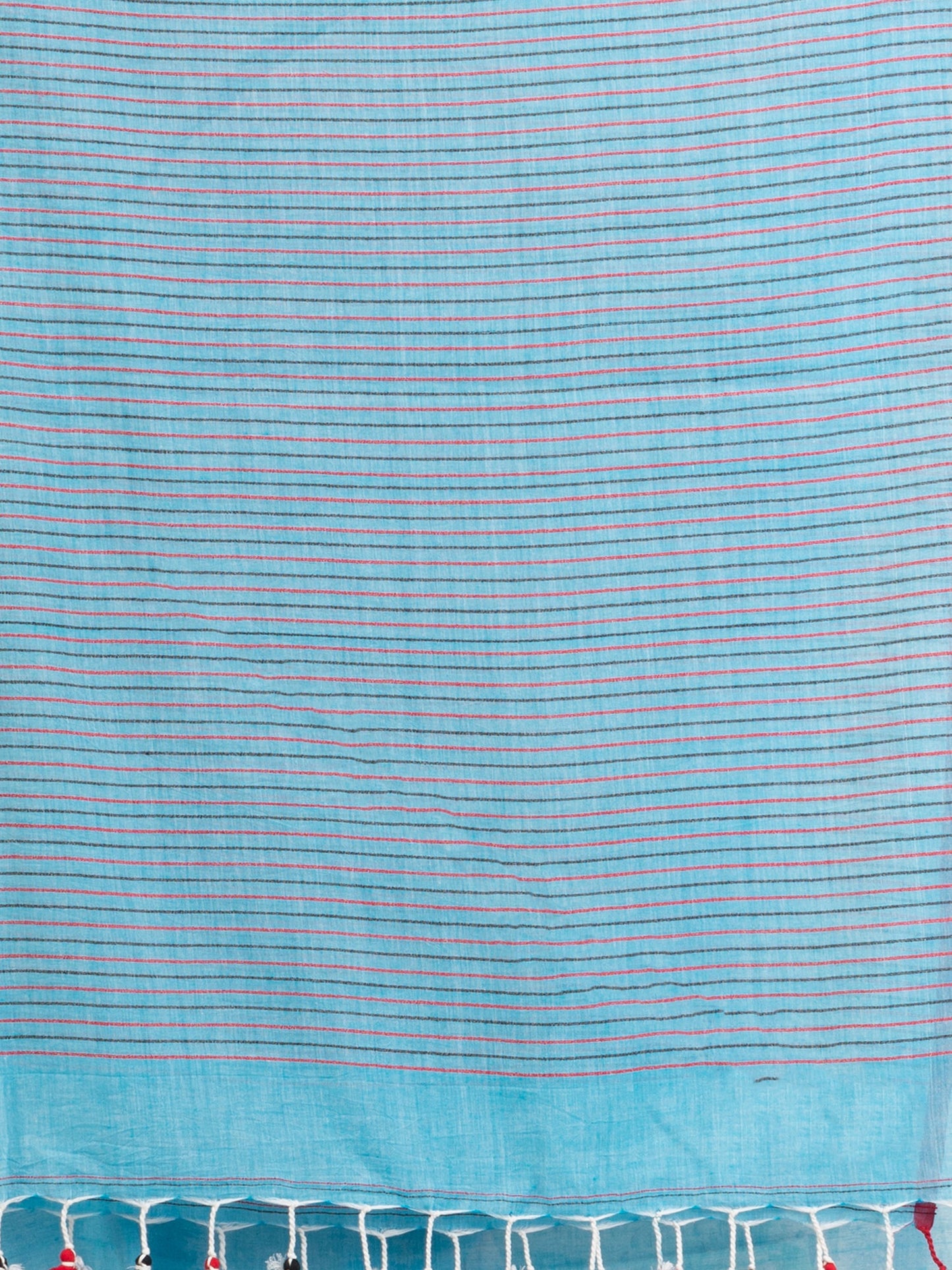 Women's Sky Blue Handwoven Cotton Stipe handloom Saree