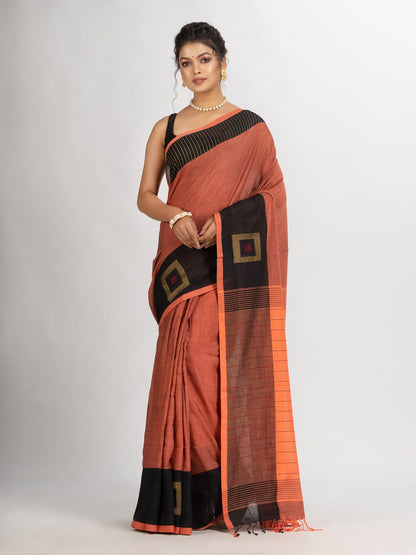 Women's Indigo Pink Handwoven Cotton Jamdani saree