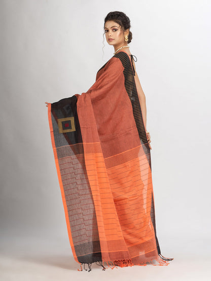 Women's Indigo Pink Handwoven Cotton Jamdani saree
