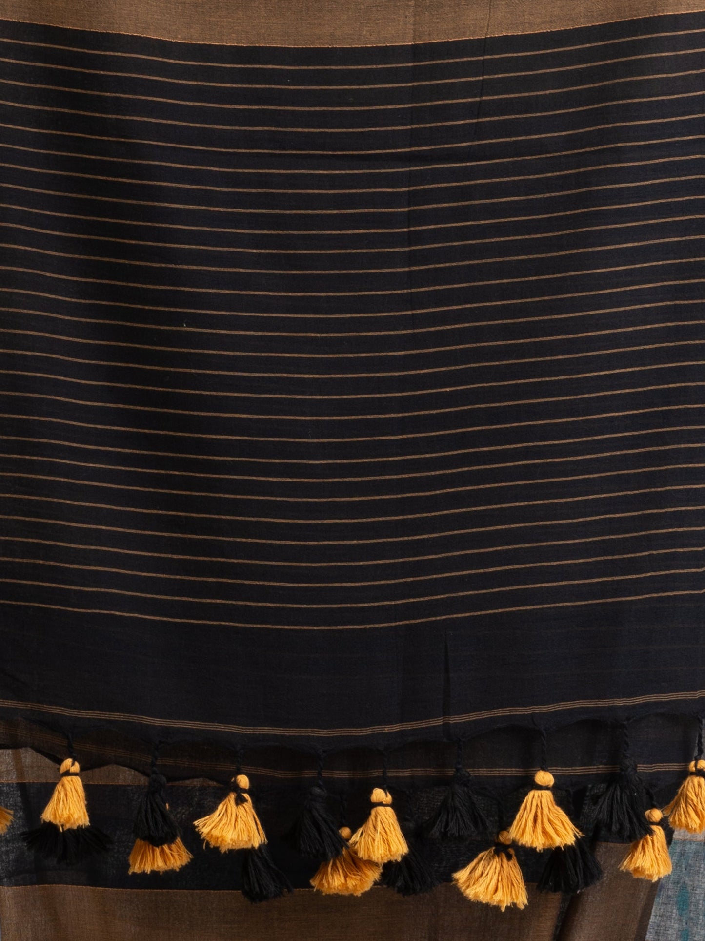 Women's Brown And Black Stipe Handwoven Cotton handloom Saree