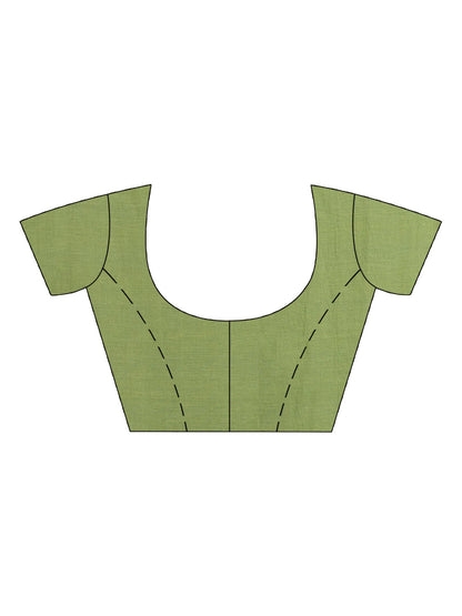 Women's Sage Green Handwoven Cotton Jamdani handloom Saree