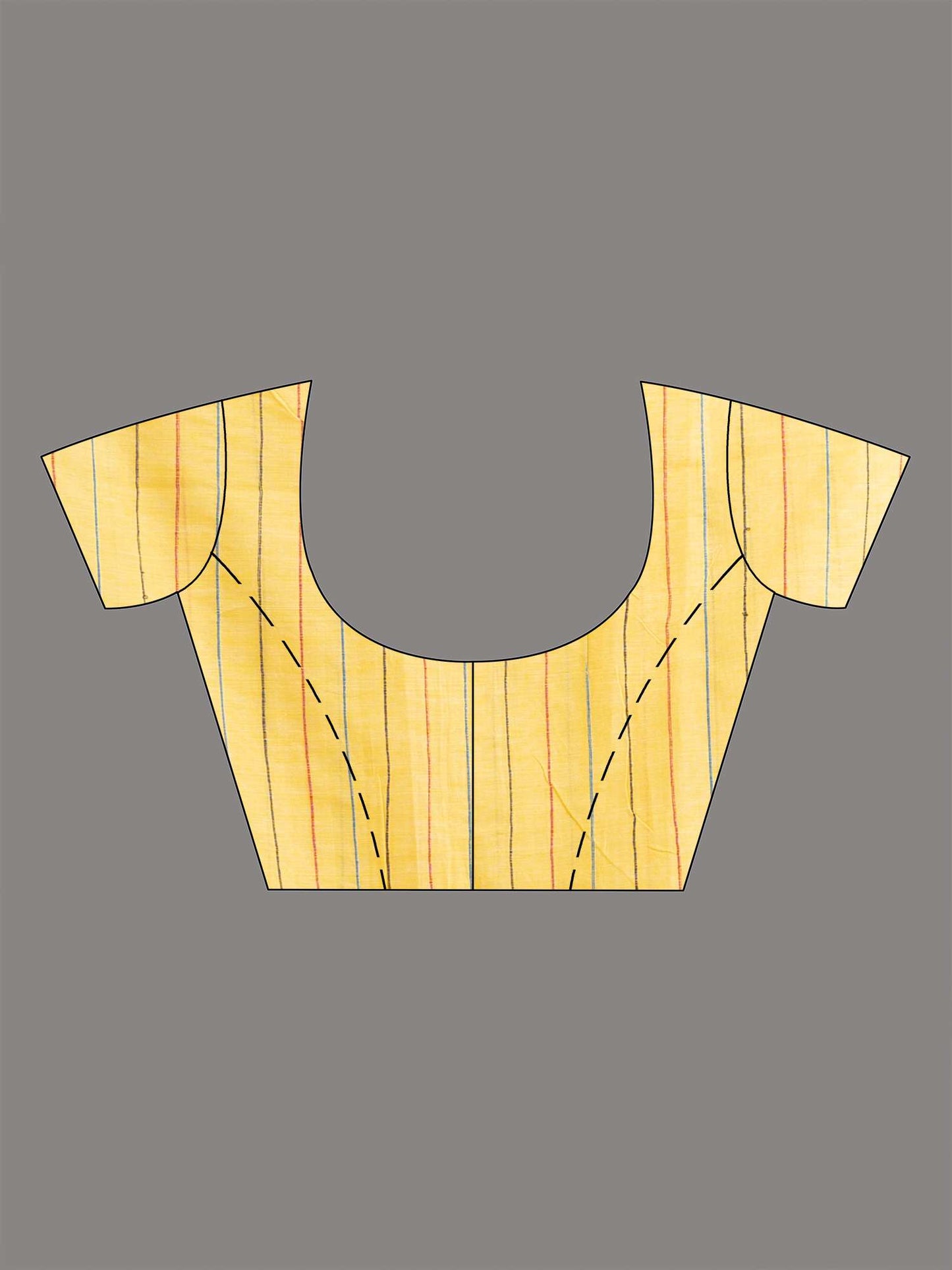 Women's Yellow cotton saree with multi colour thread weave and tassels