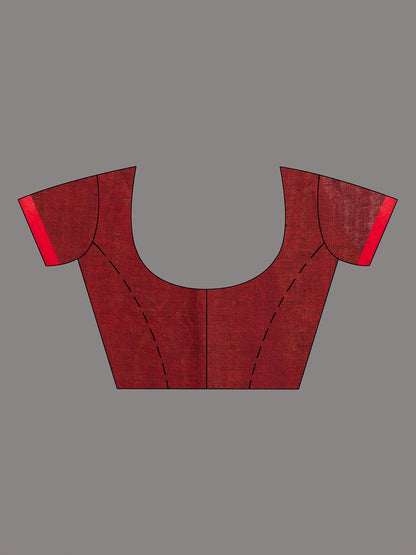 Women's Mastard moklin red border handwoven maslight saree