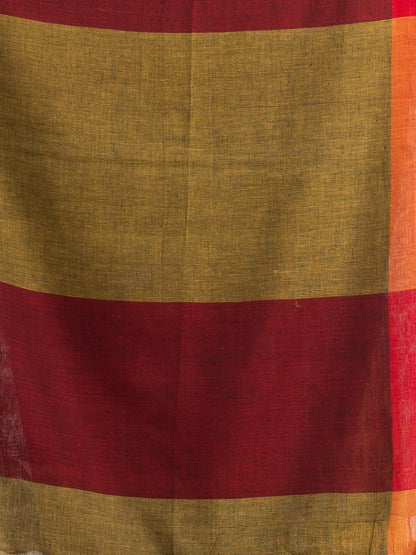Women's Mastard moklin red border handwoven maslight saree