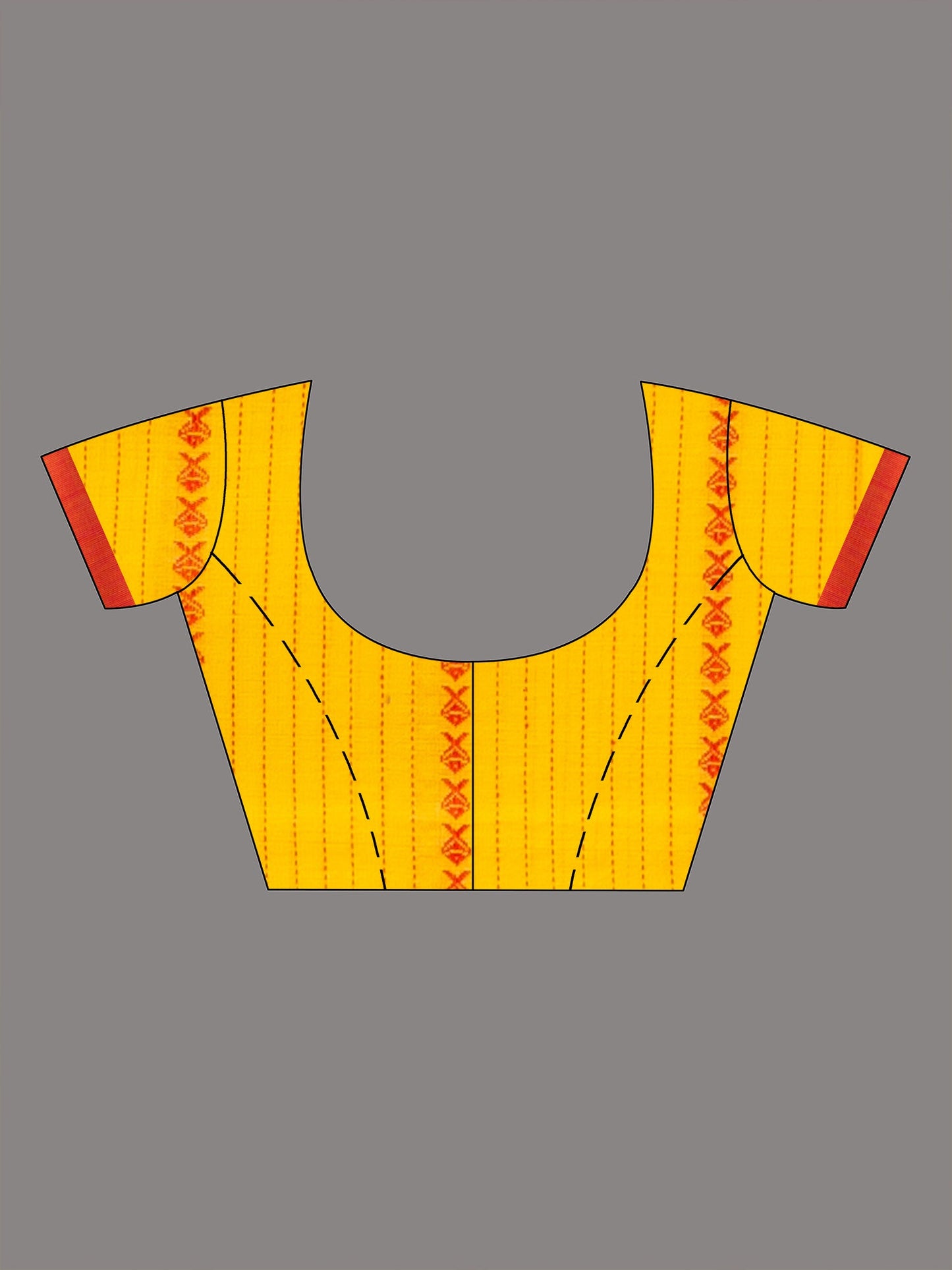 Women's Yellow all body small fish design with fish design pallu in solid border handwoven cotton saree