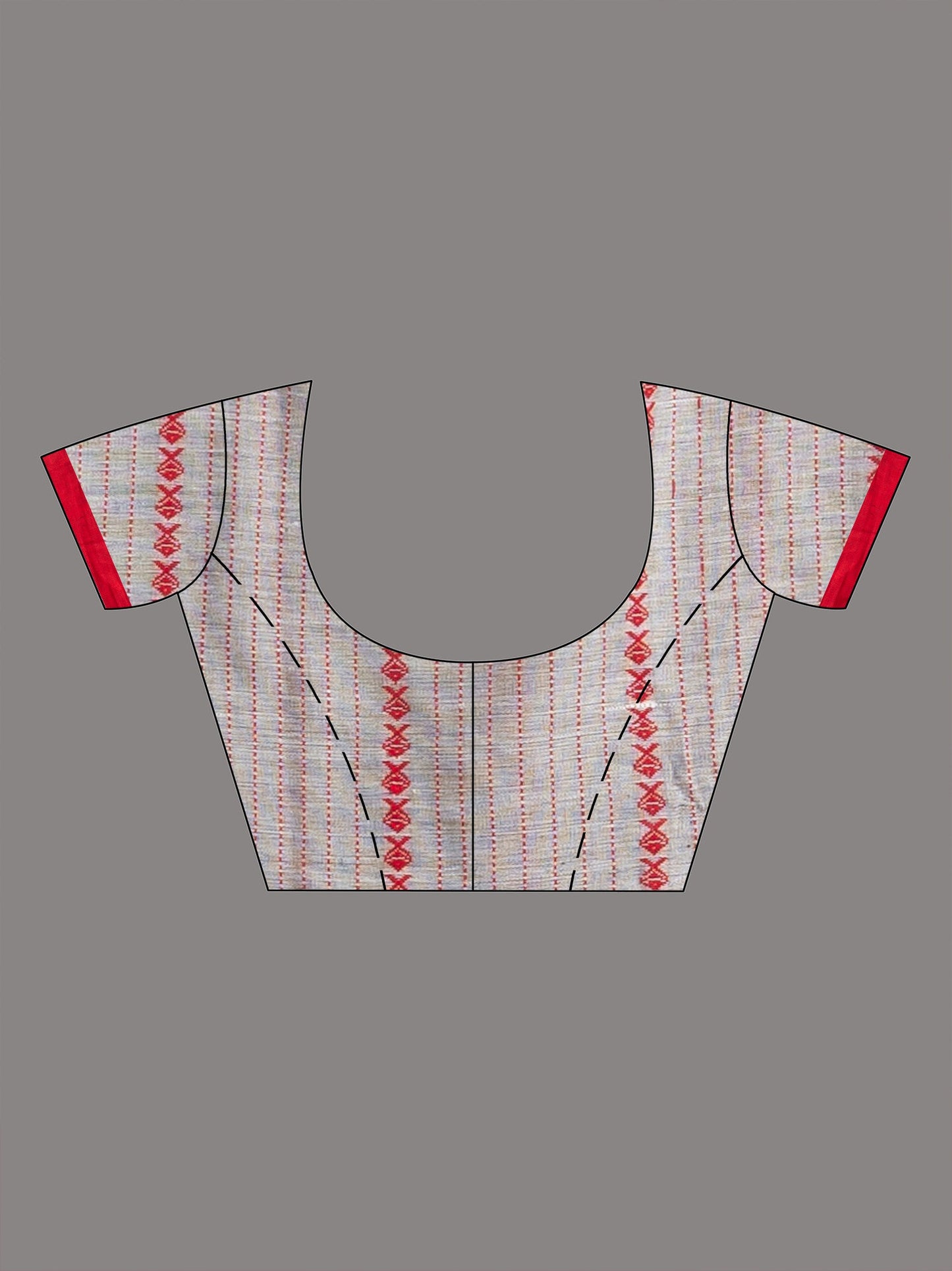 Women's Grey all body small fish design with fish design pallu in solid border handwoven cotton saree