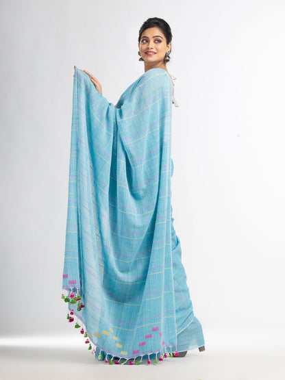 Women's Sky Handwoven Cotton Jamdani handloom Saree
