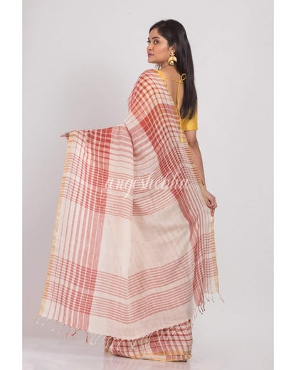 Women's Multicolor Handloom Linen Saree