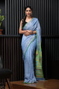 Women's Bleu handwoven linen saree