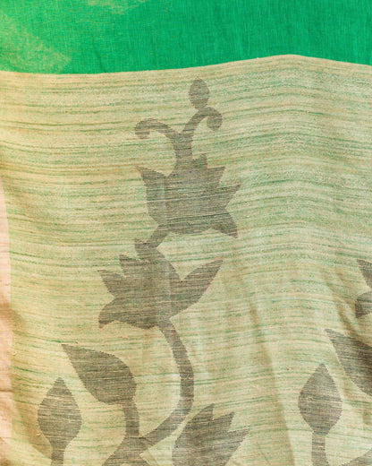 Women's Green Linen jamdani saree