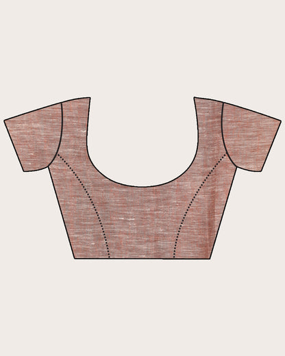 Women's Blast Off Bronze Handloom Check Linen Saree