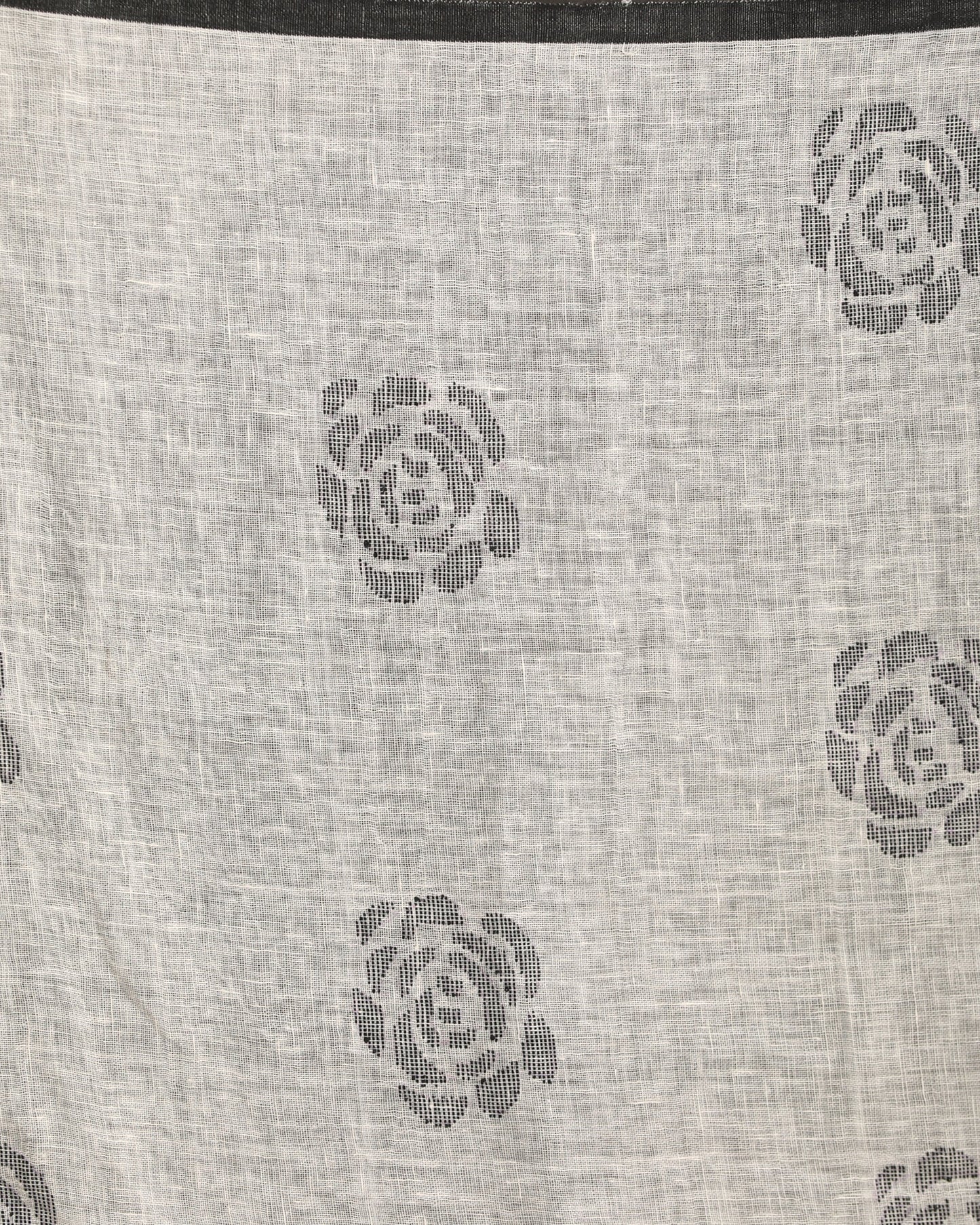 Women's White Traditional Handloom Linen Jamdani Saree