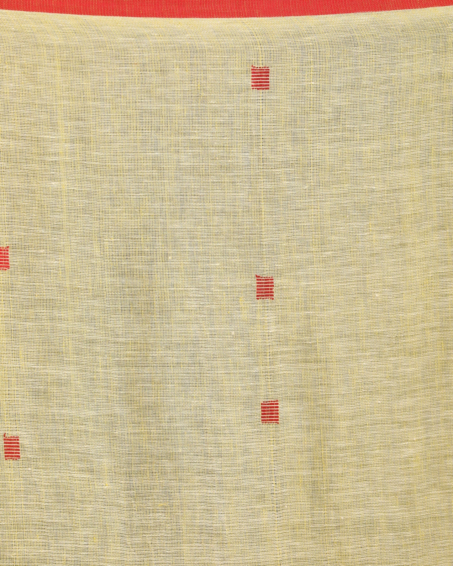 Women's Light Lemon Traditional Handloom Linen Jamdani Saree