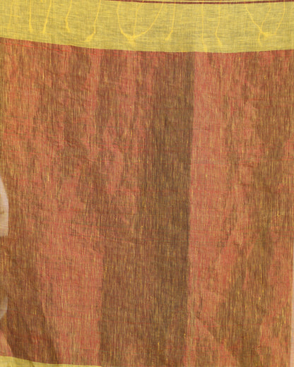 Women's Multicolour Traditional Handloom Check Linen Saree