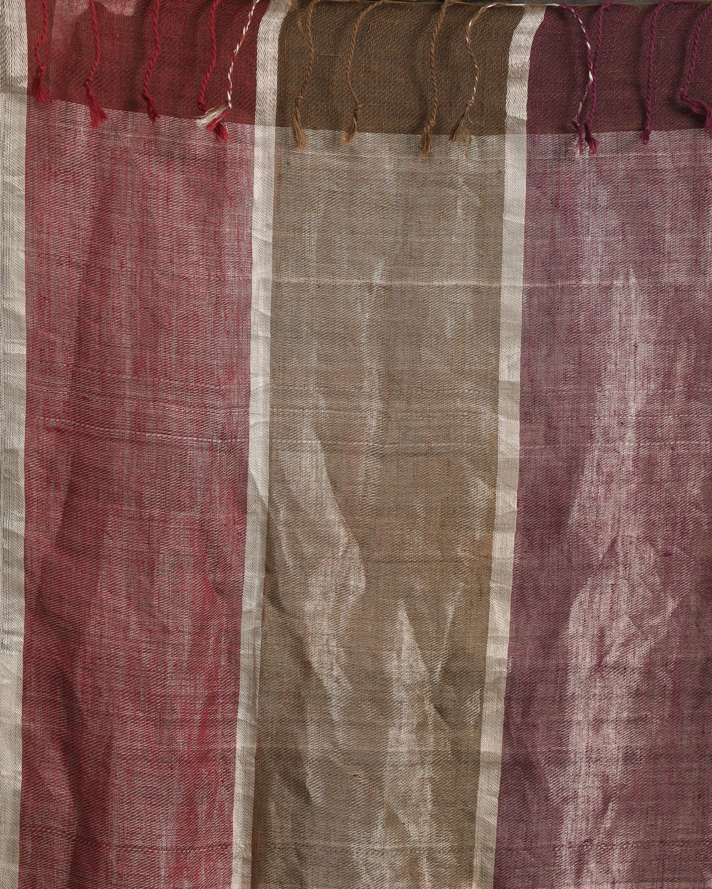 Women's Multicolour Traditional Handloom Check Linen Saree