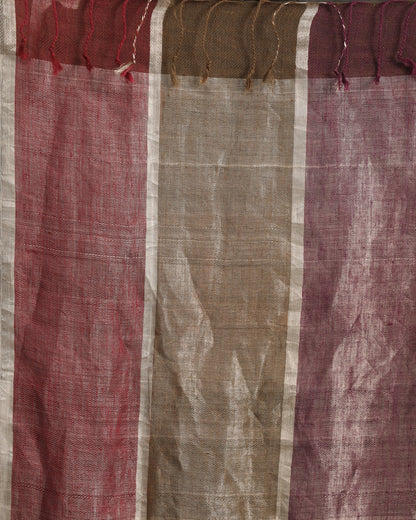 Women's Multicolour Traditional Handloom Check Linen Saree