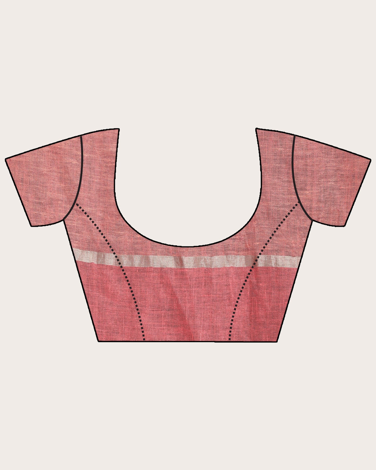 Women's Pastel Pink Traditional Handloom Check Linen Saree