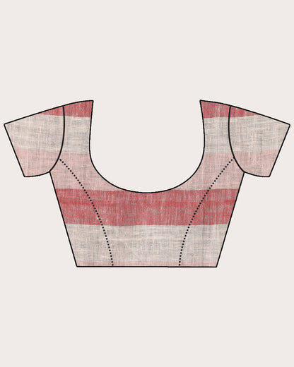Women's Multicolour Check Traditional Handloom Linen Saree